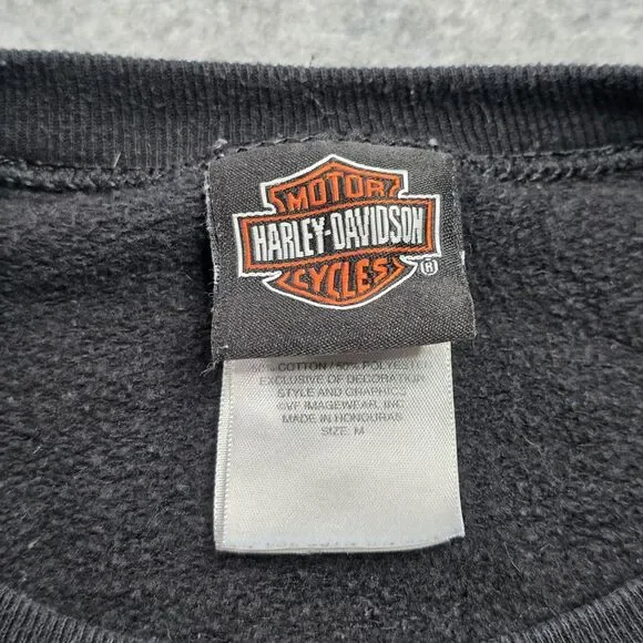 Harley-Davidson Sleeve Hit Sweatshirt‎ Mens Medium Black Crewneck Graphic - Picture 6 of 12